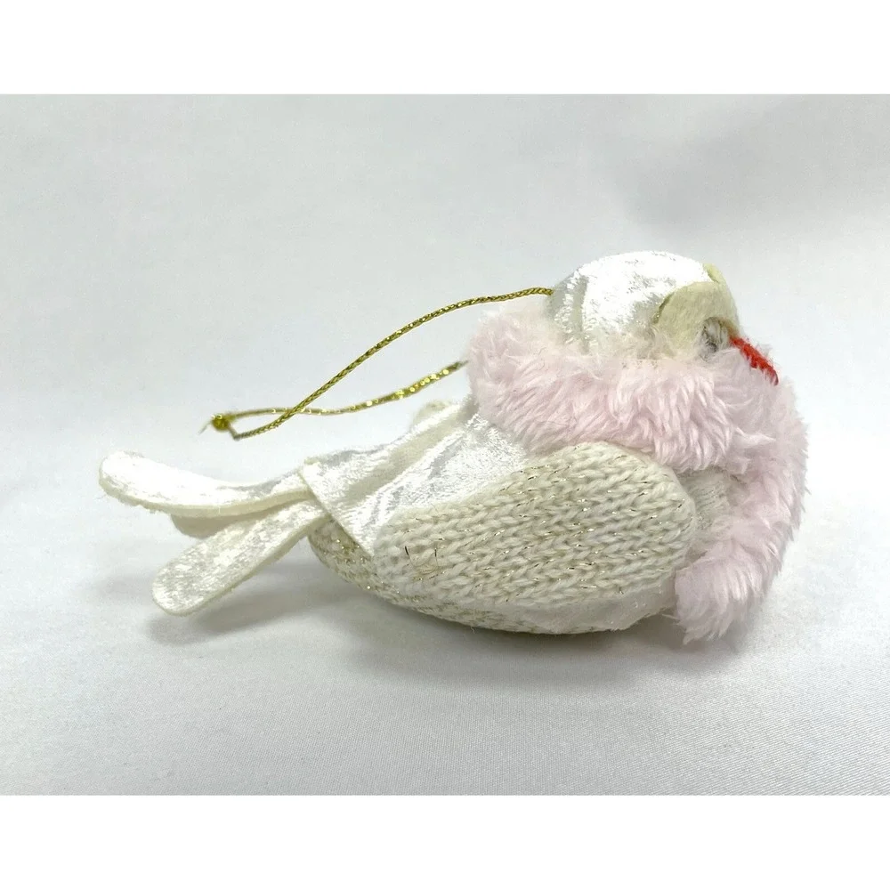 Wondershop Featherly Friends Bird Ornaments Rose Zinny Pink Scarf Faux Fur